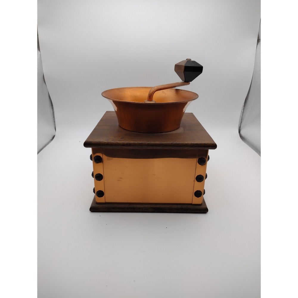 Vtg. Wood & Copper Brass Coffee Grinder With Drawer Verity Southall Ltd - Picture 6 of 9
